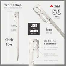 28cm Stainless Steel Tent Stakes, Canopy Fixing Poles, Extra Long & Thick, High Hardness, Suitable For Camping & Mountaineering - Tent Pegs - View 6