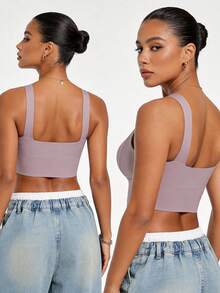 Runway Rest Yoga Tank Tops Breathable Sports Bra With Shockproof And Gathered Function Giving You A Beautiful Back Shape Workout Tank Gym Top - Dusty Purple - View 2