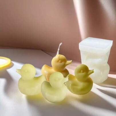 3D小黄鸭造型蜡烛硅胶模具，DIY动物手工皂、树脂、石膏装饰模具，易脱模可重复使用