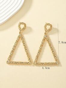 1 Pair Minimalist Geometric Hollow Triangle Dangle Earrings, Suitable For Daily Wear - Triangle Earrings - View 3