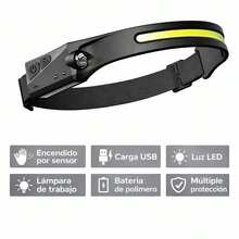 Liga con luz para exteriores, con sensor de movimiento. Linterna de cabeza ajustable con iluminación LED brillante, carga USB y diseño cómodo para cualquier actividad - Verde - Ver 3