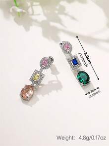 一对优雅的立方氧化锆水滴耳环，适合女性佩戴，可用于婚礼、订婚、周年纪念、派对、情人节等场合。 - 1# - 查看 5