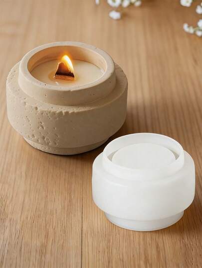 Space Stone Texture Cement Cylindrical Jar Silicone Mold Storage Box DIY Handmade Nordic Minimalist Soy Wax Scented Candle Cup Succulent Flower Pot Gypsum Clay Mold Home Decoration