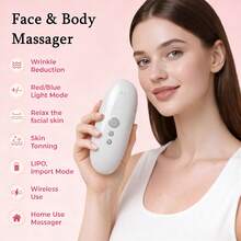 5-In-1 Body Shaping Device - Negative Pressure Lymphatic Drainage Massager, Smart Microcurrent Red & Blue Light Massage Device With Fat Suction, Anti-Cellulite Massage Tool For Firming Skin On Face, Abdomen, Arms, Legs - White - View 2