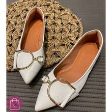 Women's Pointed Toe Flat Shoe, Elegant Casual S060 - trắng - Xem 3