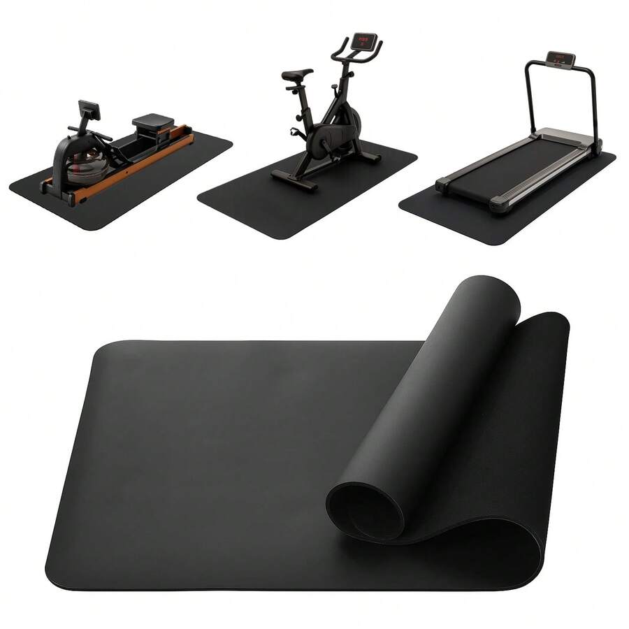 Extra Large Treadmill Mat 152x76cm, Heavy Duty PVC Exercise Equipment Floor Mat For Treadmill, Spin Bike & Home Gym, Noise & Floor Protection - Black - View 1