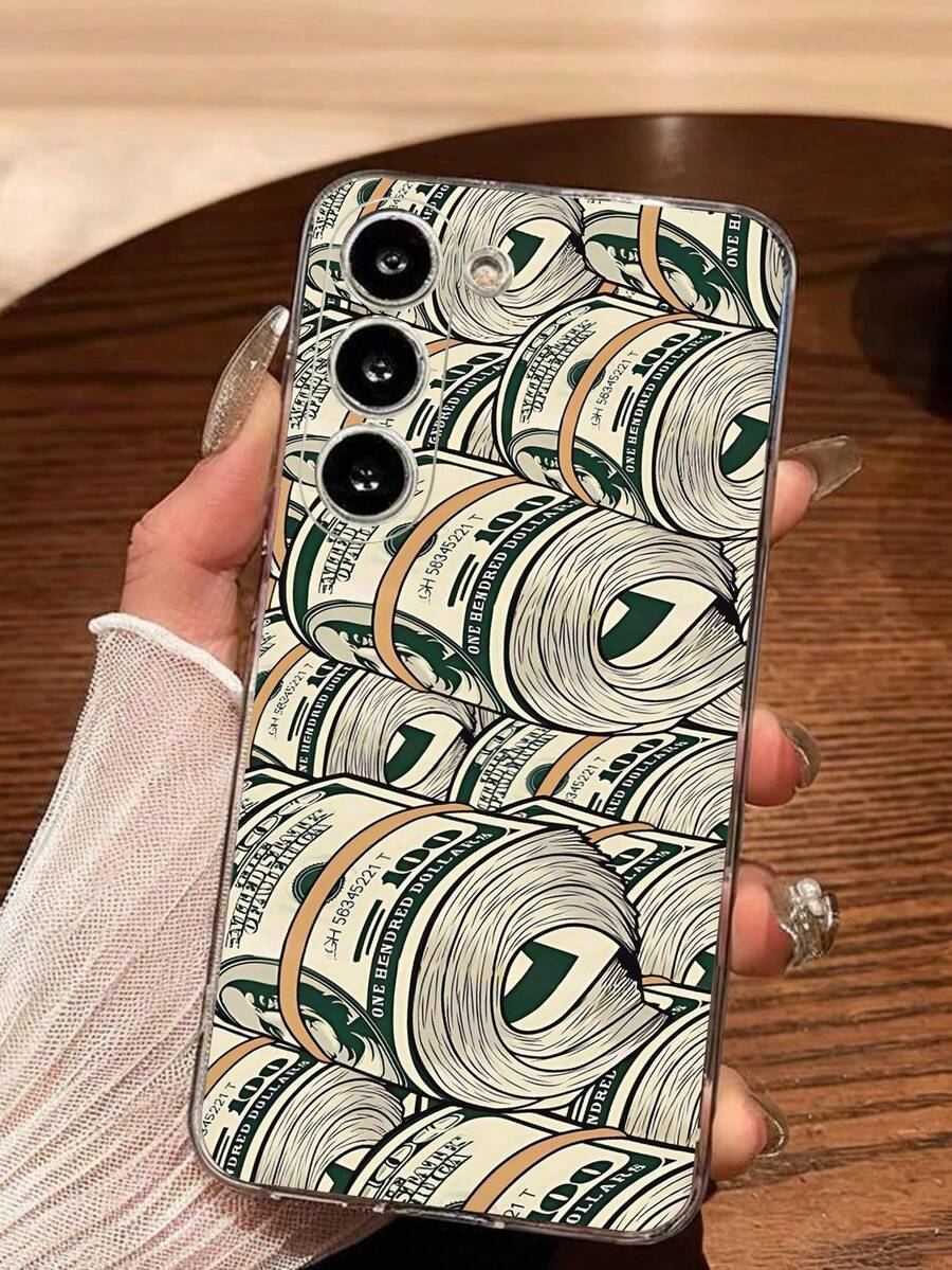 1个装 钱币图案透明软壳手机壳，兼容三星Galaxy A04e/12/A13/A14/A34/A50/A52/A53/A54/S21/S22/S23/S24/S25/S25 Ultra，国际版，非国内版 - 無色 - 查看 1