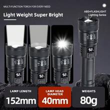 1pc High Brightness LED Flashlight With Display Screen, USB Rechargeable, Outdoor Camping Fishing Emergency Lighting, Adjustable Focus Flashlight - Multicolor - View 7