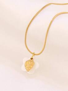 1pc Stainless Steel Ocean Conch Pendant Necklace For Women Fashion 8K Gold Plated Flower Shell Charms Chain Necklaces Jewelry - Necklace - View 2