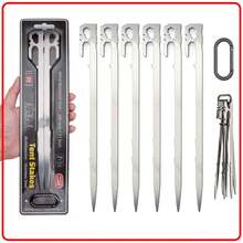 28cm Stainless Steel Tent Stakes, Canopy Fixing Poles, Extra Long & Thick, High Hardness, Suitable For Camping & Mountaineering - Tent Pegs - View 12