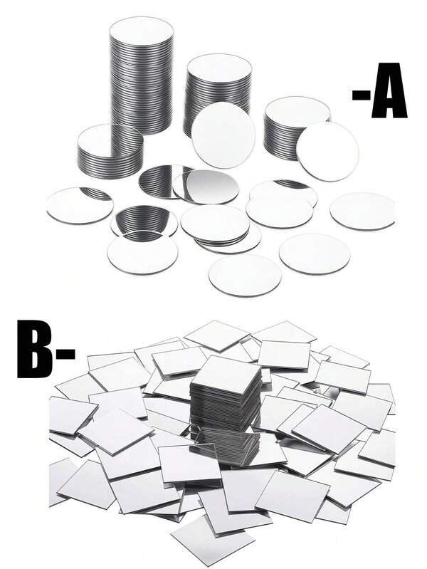 100 Pieces Of Mini Acrylic Circular/Square Mirror Stickers - Self-Adhesive, Can Be Peeled Off And Pasted, Suitable For DIY Handicrafts, Wall Decoration, Jewelry Making - Transparent Mosaic Tile Effect