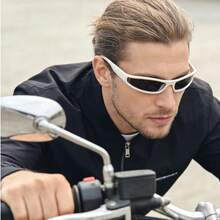 1 Pair Unisex Y2K Style Sports Fashion Glasses, Futuristic Punk Hip Hop 90s Narrow Rectangle Frame Fashion Glasses, Suitable For Party, Driving, Beach, Holiday Travel - Multicolor - View 11