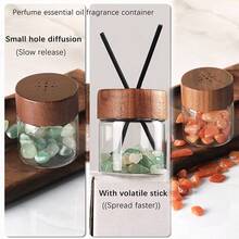 Natural Amethyst Crystal Reed Diffuser Set - Solid Black Walnut Cap, Empty Glass Container For DIY Essential Oil Aromatherapy - Wooden Diffuser Container - View 4