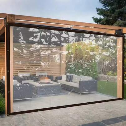 重型防水透明篷布 - 耐用、防风、防晒，适用于花园、阳台、露台、遮阳棚、冬季植物覆盖、温室薄膜和户外家具保护