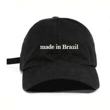 Unisex Dad Hat In 100% Cotton Twill Curved Brim Custom Made In Brazil - 黑色繡花白色 - 查看 5
