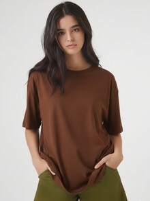 Kit de Camisetas Lisas Oversized Basicas Algodão para Verão - PRETO e Marrom - Visão 3