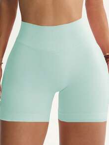 Quần short cạp cao định hình, quần short bó sát nâng đỡ ẩn, quần short đạp xe ôm sát, quần lót kiểu quần đùi nữ, định hình eo, quần short cỡ lớn, quần short đen, quần short thể thao, quần short bó sát, quần short tập thể dục nữ - Màu xanh nhạt - Xem 3