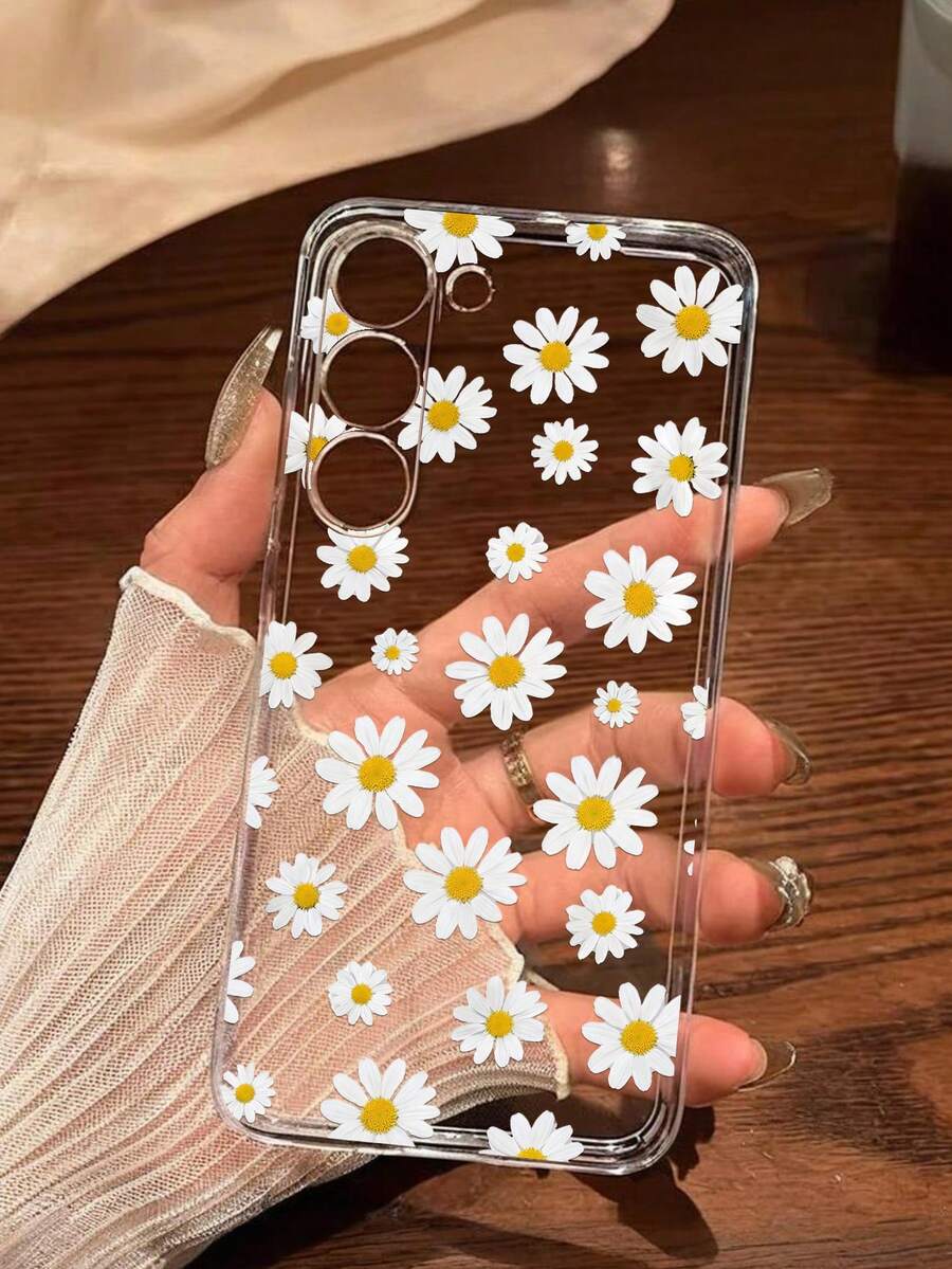 1件經典時尚菊花手機殼 透明軟殼保護套 適用於 Galaxy A04e/12/A13/A14/A34/A50/A52/A53/A54/S21/S22/S23/S24/S25/S25Ultra,此為2D圖案而非3D - 無色 - 查看 1