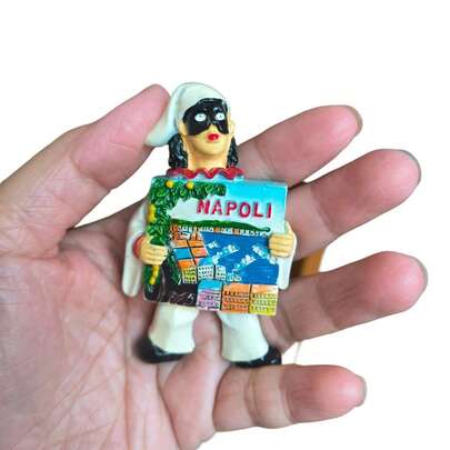 7.5cm (Approx. 2.95 Inches) Naples Mask Man Landscape Refrigerator Magnet, Italy Travel Souvenir 3D Resin Magnetic Decoration