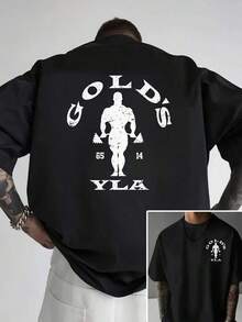 Men's Vintage Bodybuilding Graphic T-Shirt - Retro 1980s Gym Design With Golden's Weightlifting Print, 1985-1987 Year Range & Mr. Olympia Winner Text - Machine Washable All-Season Casual & Outdoor Muscle Tee For Fitness Enthusiasts, Classic Round Neck Short Sleeve Comfortable Shirt For Casual Attire, Ideal For Labour Day And Gym Activities, Bold Golden's Back Print With Flexing Muscle Design, Gym Shirt, Workout Clothing, Highquality Print, Durable Material, Bodybuilding Fans - 黑色 - 查看 6