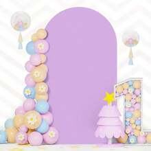 5ft, 6ft, 6.6ft, 7.2ft Beige Wedding Arch Drape Cover, Elastic Sides Fit Arch Frame, Suitable For Birthday Party Wedding Arch Decor (Arch Frame Not Included, Fabric Background Only) - Purple - View 6
