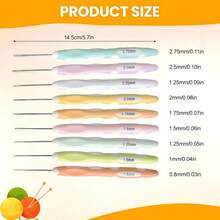 26 Pcs Ergonomic Crochet Hook Set, 0.8-2.75mm Multicolor Hooks With Rubber Grip, Suitable For Sweaters, Scarves, DIY Knitting, Ideal For All Users - 9 Fine Crochet Hooks - View 10