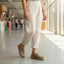 女士平底鞋，透气网面鞋，字母图案，优雅百搭休闲鞋，适合居家、办公、通勤，四季皆宜。 - 駝色 - 查看 3