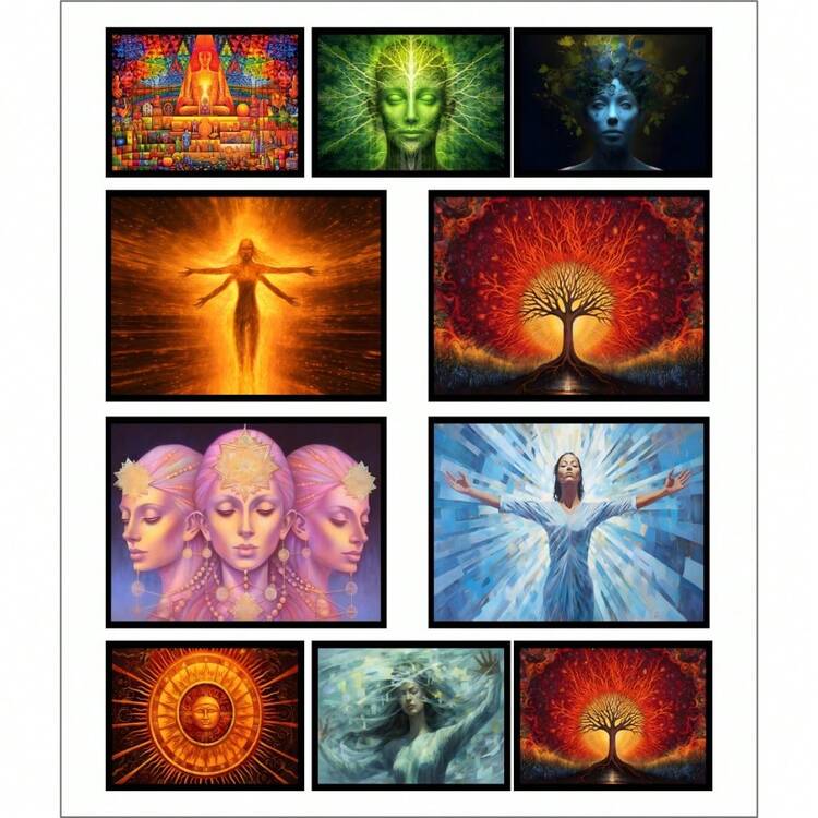 Set Of 10 Decorative Framed Prints, Transcendental Theme - 套件 666 - 查看 2