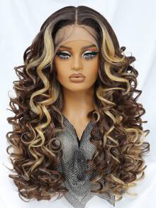 Tóc giả Latisha 13*6 HD Synthetic Lace Front Wigs kiểu xoăn, đã tỉa sẵn, có mái, dành cho nữ, điểm nhấn là tóc con, dài 24 inch. - Nhiều màu - Xem 19