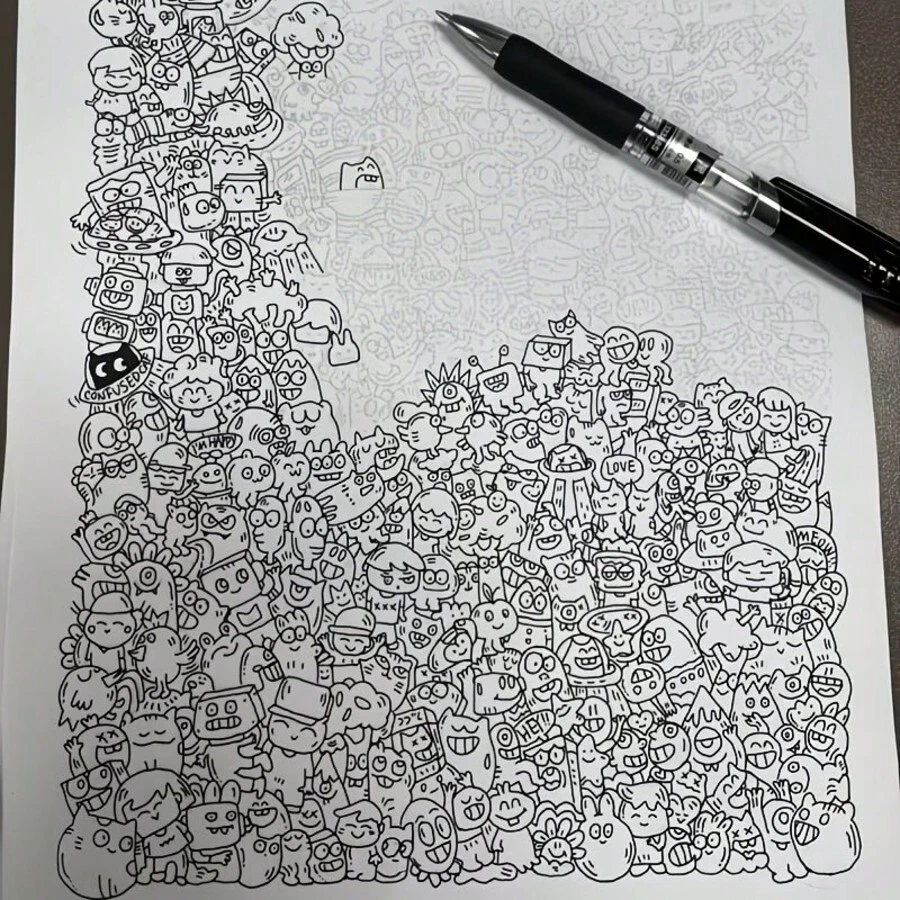 抗压线条素描画，适合成人涂鸦，缓解工作压力，也是绘画初学者的艺术用品，有助于训练专注力和观察力，是节日和生日的理想礼物。（由于批量印刷工艺，可能存在轻微色差，这是行业正常现象，不影响使用。）