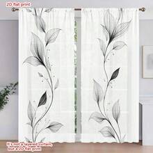Bộ 2 rèm cửa trang trí nghệ thuật hiện đại họa tiết hoa mùa xuân, rèm cản sáng một phần và rèm xuyên sáng một phần cho phòng khách, phòng ngủ, trang trí nhà cửa. - Nhiều màu - Xem 4