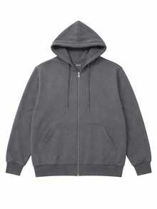 Plus Size Zip-Up Sweatshirt, Sizes G1, G2, G3 - 深灰色 - 查看 2