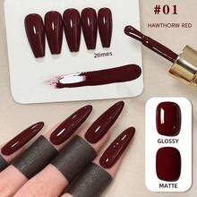 仙智和 15毫升 1支/3支装红色凝胶指甲油套装 - 亮面和哑光美甲套装，UV/LED固化可卸凝胶，沙龙及DIY美甲，持久无酒精凝胶指甲油（深红色、樱桃红、酒红色）亚克力按压式美甲贴片，持久美甲用品，DIY美甲，女士美容礼品 - 彩色 - 查看 12