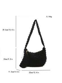 Fashionable Ruffle Cloud Shaped Crossbody Bag - Black - View 6