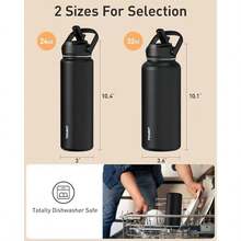 TOURIT 32 Oz Insulated Water Bottle, Stainless Steel Water Bottles With Straw, Double Wall Vacuum Metal For Cold And Hot Drinks, Leak Proof  Flask For Sports And Travel, Hot Pink - Màu hồng đậm - 32 ounce - Xem 6