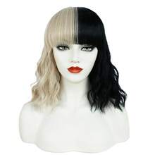 短款波波头假发 女士蓬松波浪卷发 齐肩长度 合成彩色角色扮演服装假发（粉紫色、粉色、黑色+卡其色双包装） - 彩色 - 查看 11