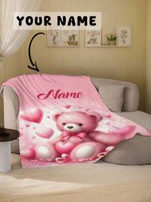 Personalized Text Blanket With Cute Bear Pattern, Newborn Baby Memorial Throw Blanket, Lightweight Milestone Blanket - Multicolor - View 11