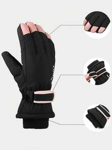 1双女士冬季户外滑雪骑行防滑全掌触屏保暖手套 - 彩色 - 查看 4