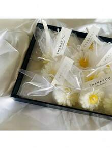 5支雏菊造型香氛蜡烛套装 - 婚礼回礼篮、新娘送礼会装饰、大豆蜡家居香氛、简约花卉桌面装饰 - 菊花 - 查看 10