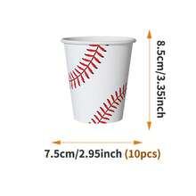 55/25/10pcs Baseball Theme Disposable Plates Napkins Cups, Disposable Party Supplies Set, Suitable For 10 Guests, Disposable Paper Plates Party Tableware Suitable For Birthday Wedding Theme Party Family Picnic - Style 3 - View 9