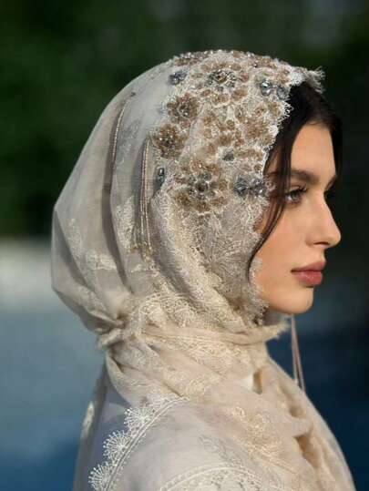 Lace Patchwork High-End Handmade Double-Layer Shawl, Suitable For Weddings And All Seasons