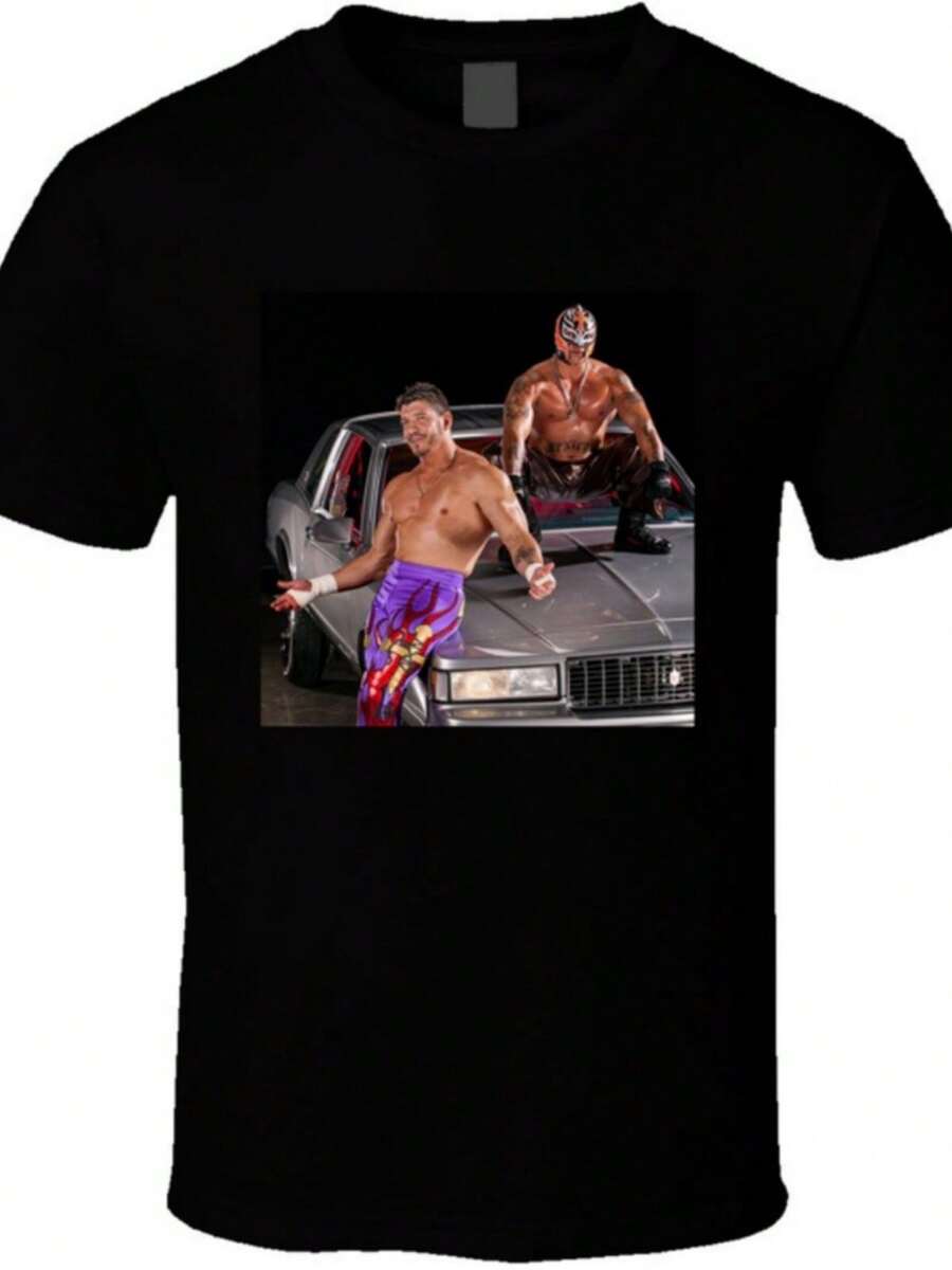 Eddie Guerrero And Rey Mysterio Wrestling Superstars T Shirt - Black - View 1