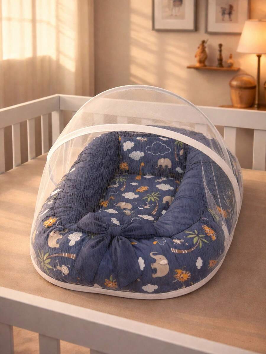 Baby Nest Reducer With Mosquito Net – Comfort And Safety For Baby - MARINE - View 1
