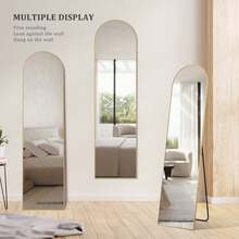 59"X16" High-Quality Arched Full Length Mirror, Aluminum Alloy Frame Ensures Stability, Standing Design For Bedroom, Gold - vòm vàng - Xem 4