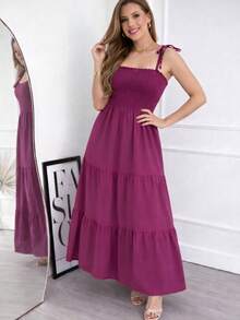 Floral Maxi Dress – Elegance And Comfort - Morado Violeta - Ver 3