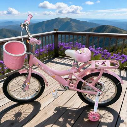 16-Zoll-Fahrrad mit Frontkorb und Stützrädern, zufällige Farbe, City-Pendlerrad