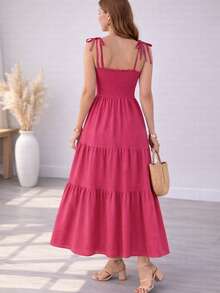 Floral Maxi Dress – Elegance And Comfort - 玫紅色 - 查看 2