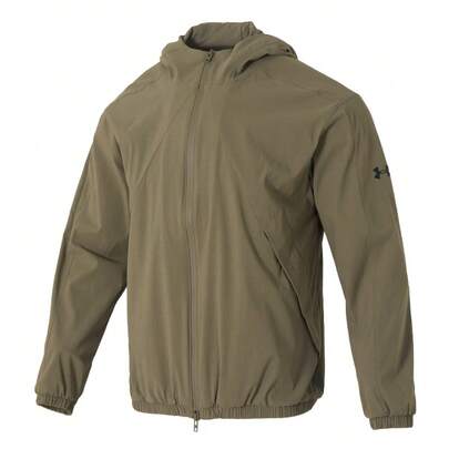 Under Armour 男士 UA Unstoppable Txt 梭织夹克-棕色，舒适宽松休闲户外运动夹克