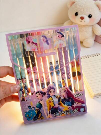 12/24/36/48 Pcs Vibrant K-POP Girl Group Themed Erasable Gel Pens, Durable Student Office Writing Pens