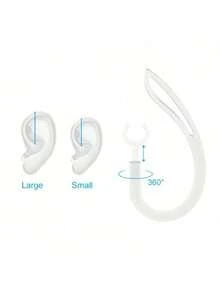 兼容耳挂 360°旋转多维可调节柔软硅胶通用蓝牙耳机夹防滑运动夹环替换件，透明 - 查看 3